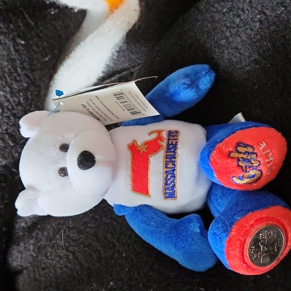 Limited Treasures coin bear,  Massachusetts with tags.
